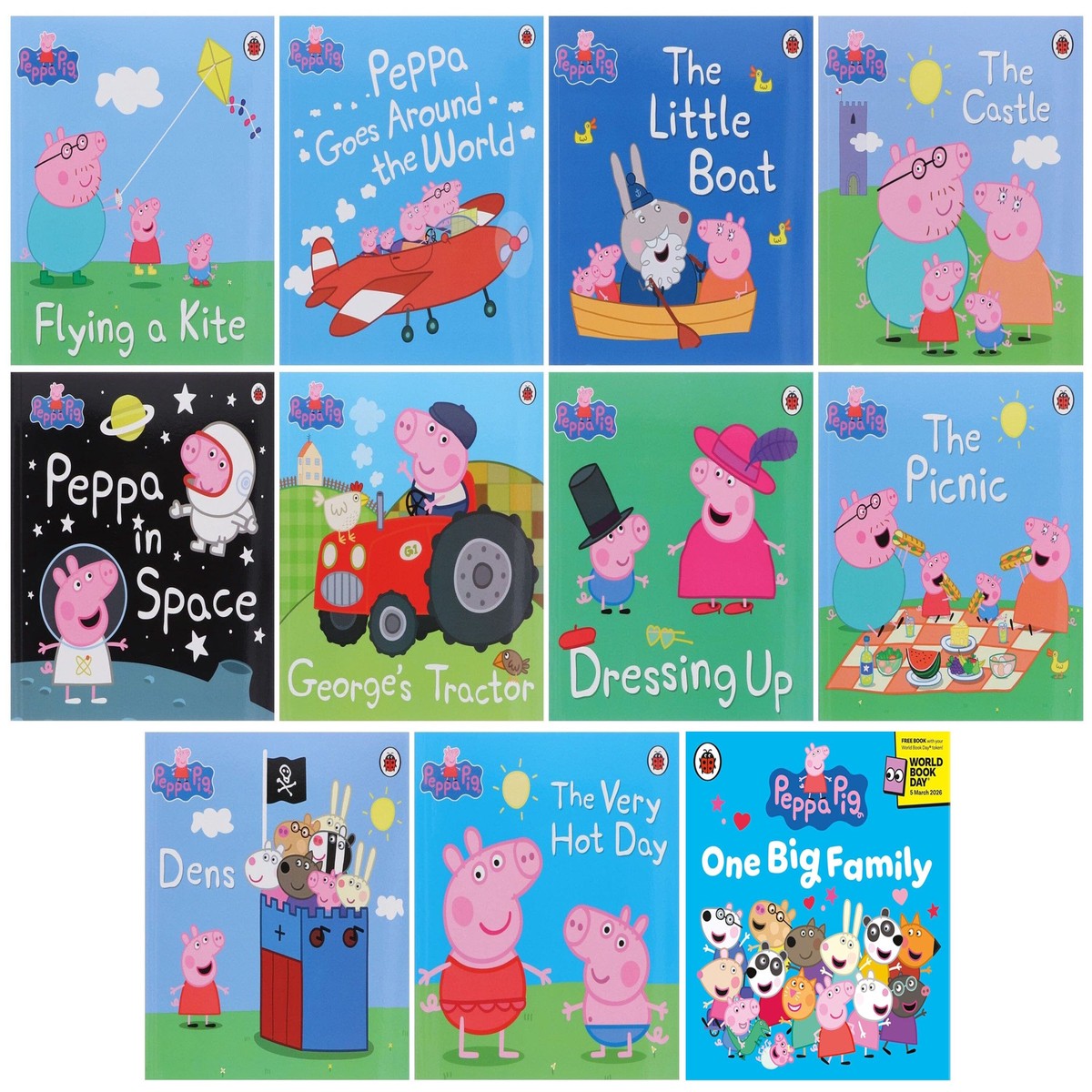 Peppa Pig Series & One Big Family: A World Book Day 2026 by Ladybird 11 Picture Books Collection Set - Ages 2-6 - Paperback