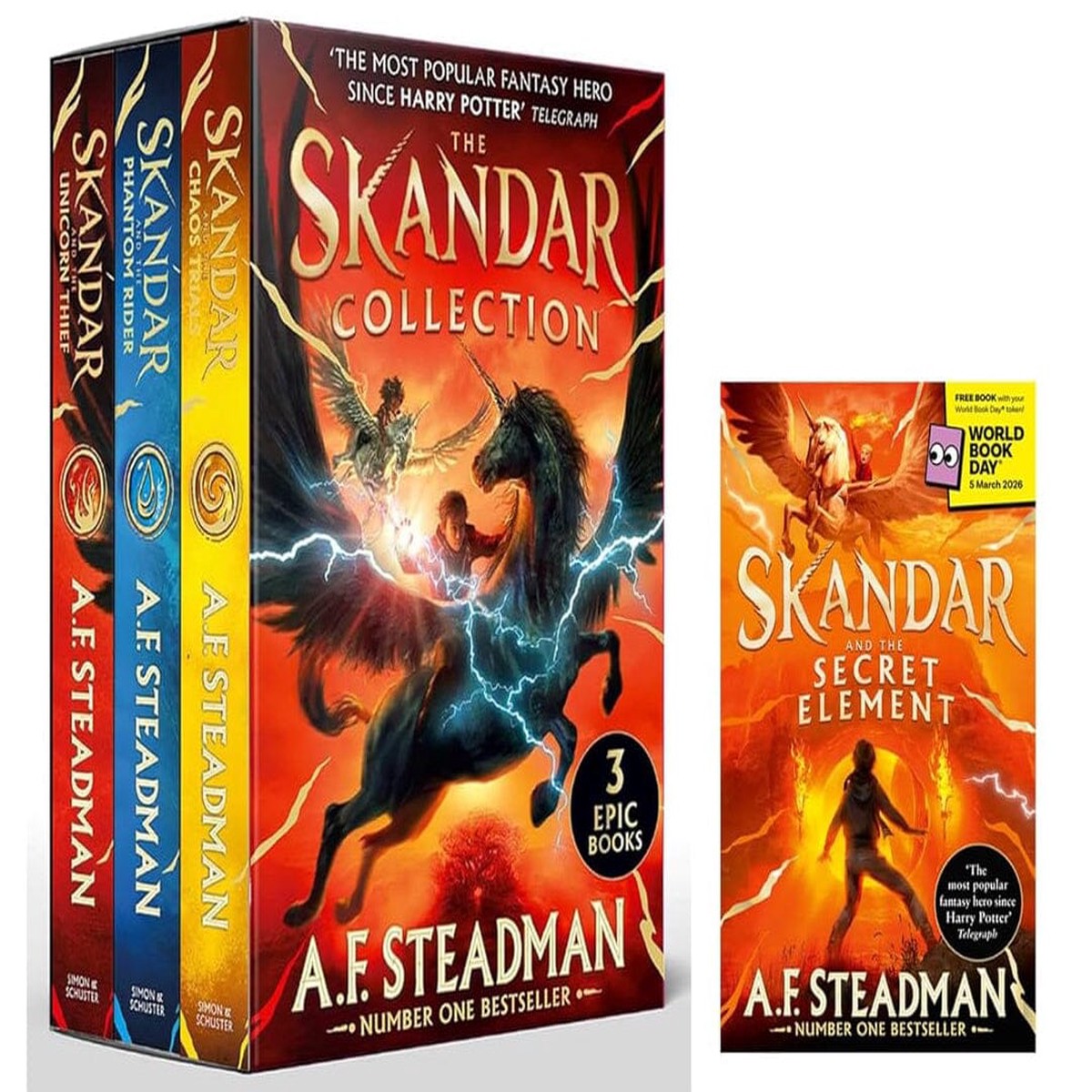 The Skandar Collection Series With Skandar and the Secret Element: World Book Day 2026 by A.F. Steadman 4 Books Set - Ages 9-12 - Paperback