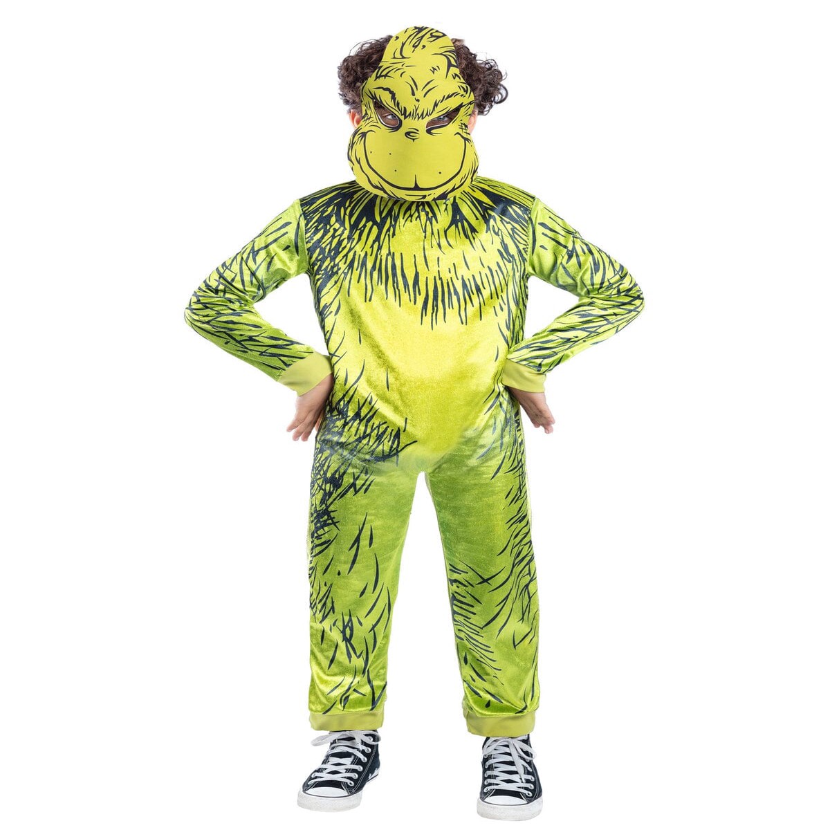 Smiffys Dr Seuss The Grinch Costume for Kids - Green Fancy Dress Jumpsuit with Character Mask, Childrens Party Outfit, Book Week & Holiday Dress Up
