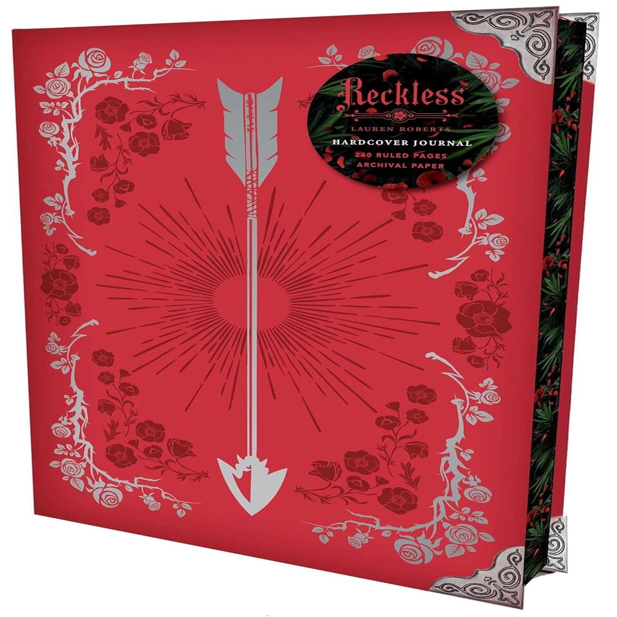 Reckless Journal (The Powerless Trilogy By Lauren Roberts) 240 Ruled Pages, Archival Paper, Metal Corners, Velvet Ribbon & Sprayed Edges - Hardcover