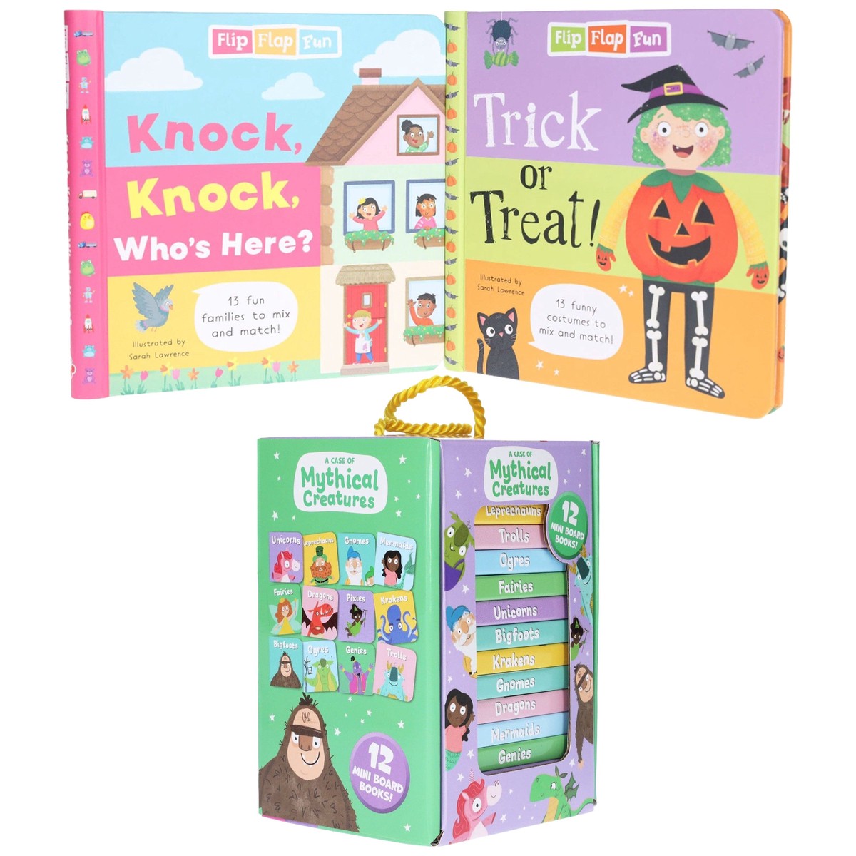 Children's Halloween Books: Flip Flap Fun - Trick or Treat & Knock, Knock, Who's Here? & A Case of Mythical Creatures: 14 Books Collection Set - Ages 0-5 - Board Book