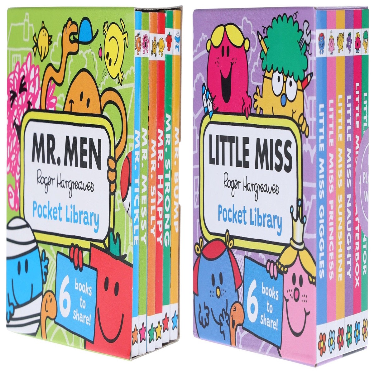 Mr. Men & Little Miss: Pocket Library by Roger Hargreaves 12 Mini Books Collection Box Set - Ages 1-5 - Board Book