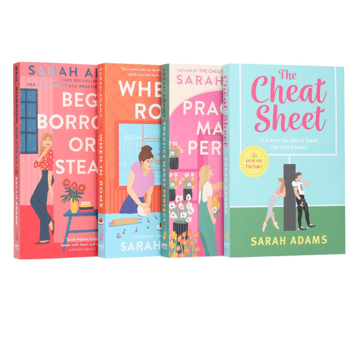 Sarah Adams Collection (The Cheat Sheet, When in Rome, Practice Makes Perfect & Beg, Borrow, or Steal) 4 Books Set - Fiction - Paperback