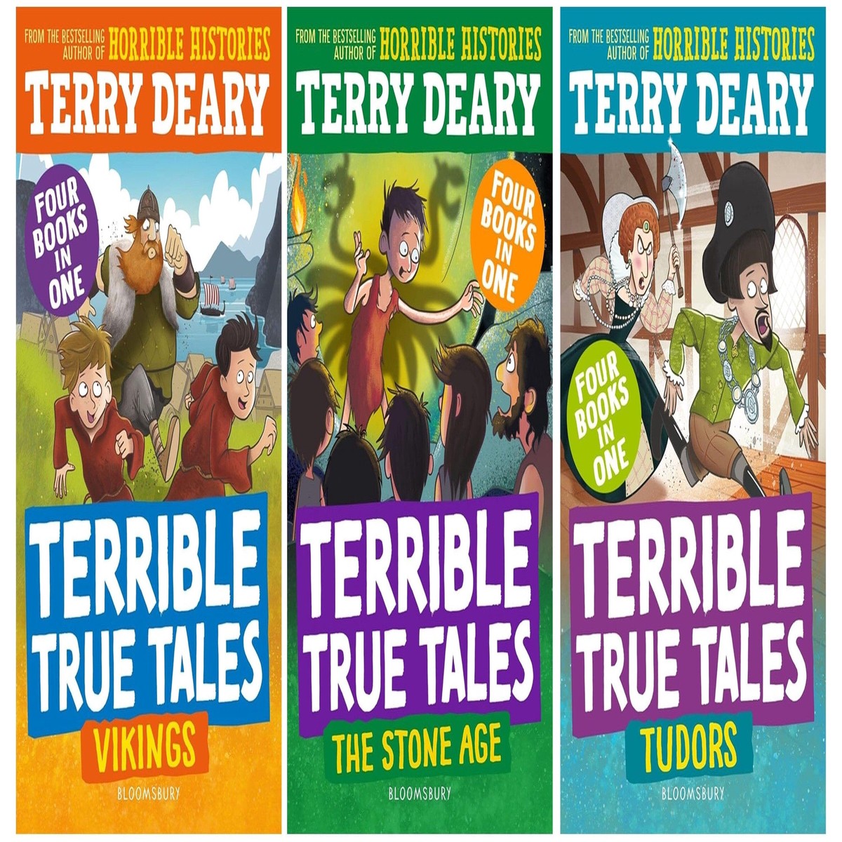 Terrible True Tales By Terry Deary: 3 Books (4 Books in 1) Collection Set - Ages 7-9 - Paperback