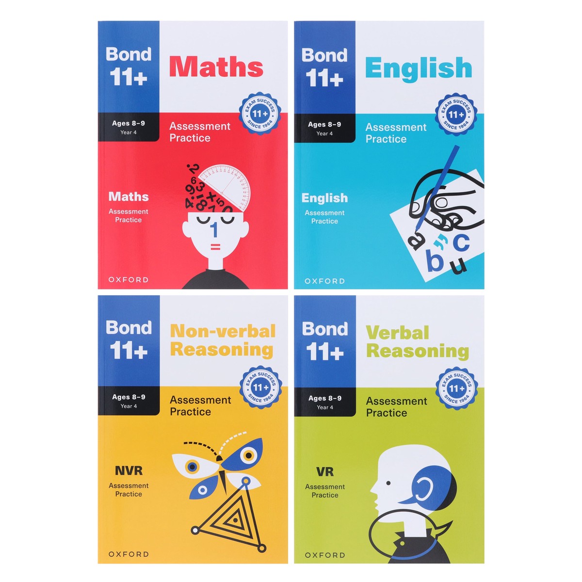 Bond 11+ Year 4 Assessment Practice Papers Collection 4 Books Set - Ages 8-9 - Paperback