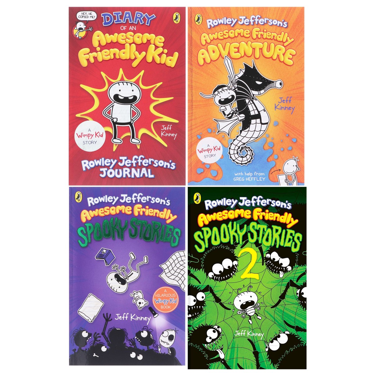 Awesome Friendly Kids Series 4 Books Collection Set by Jeff Kinney - Ages 7-12 - Paperback/Hardback