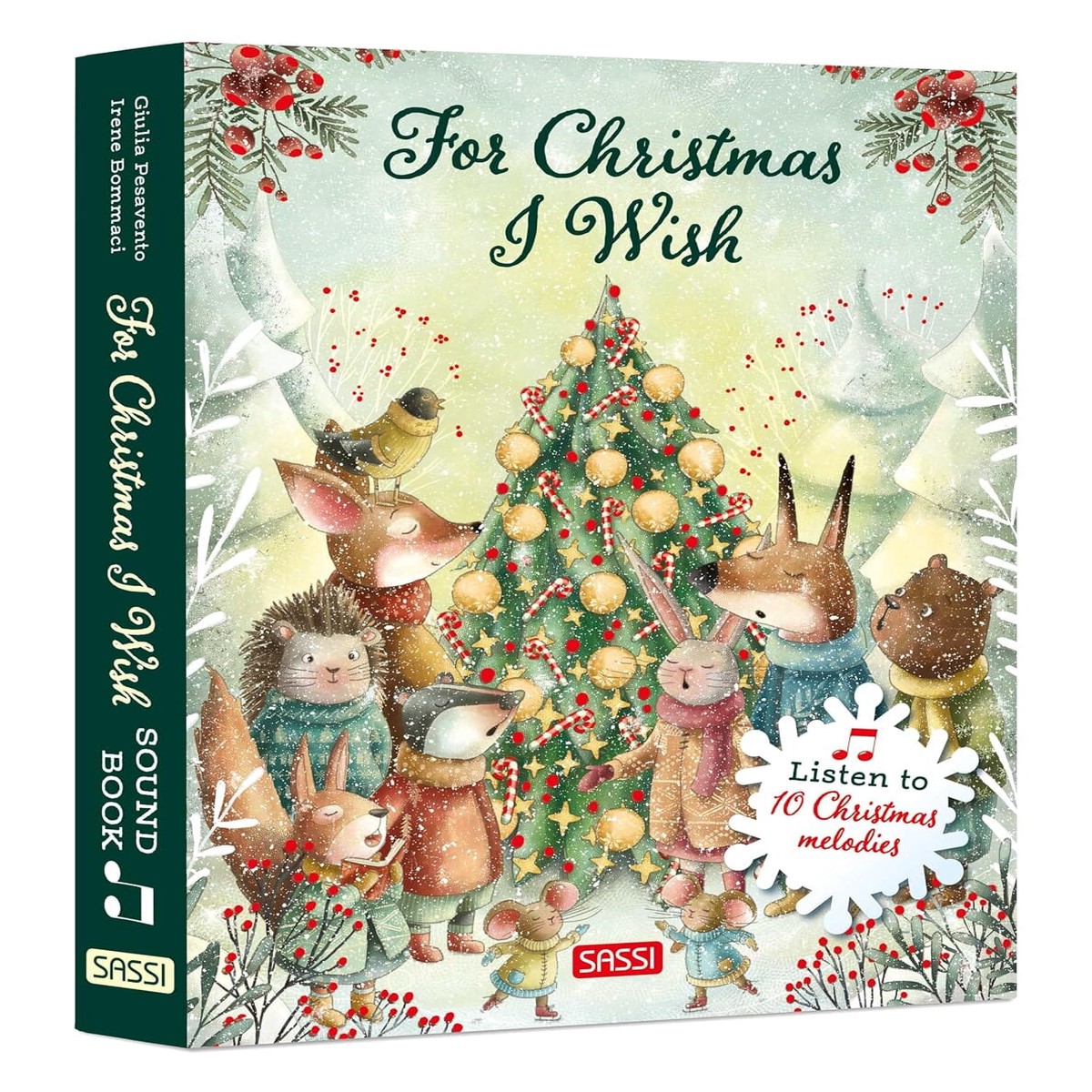 For Christmas I Wish By Giulia Pesavento - Ages 0-5 - Board Book (Listen to 10 Christmas Melodies)
