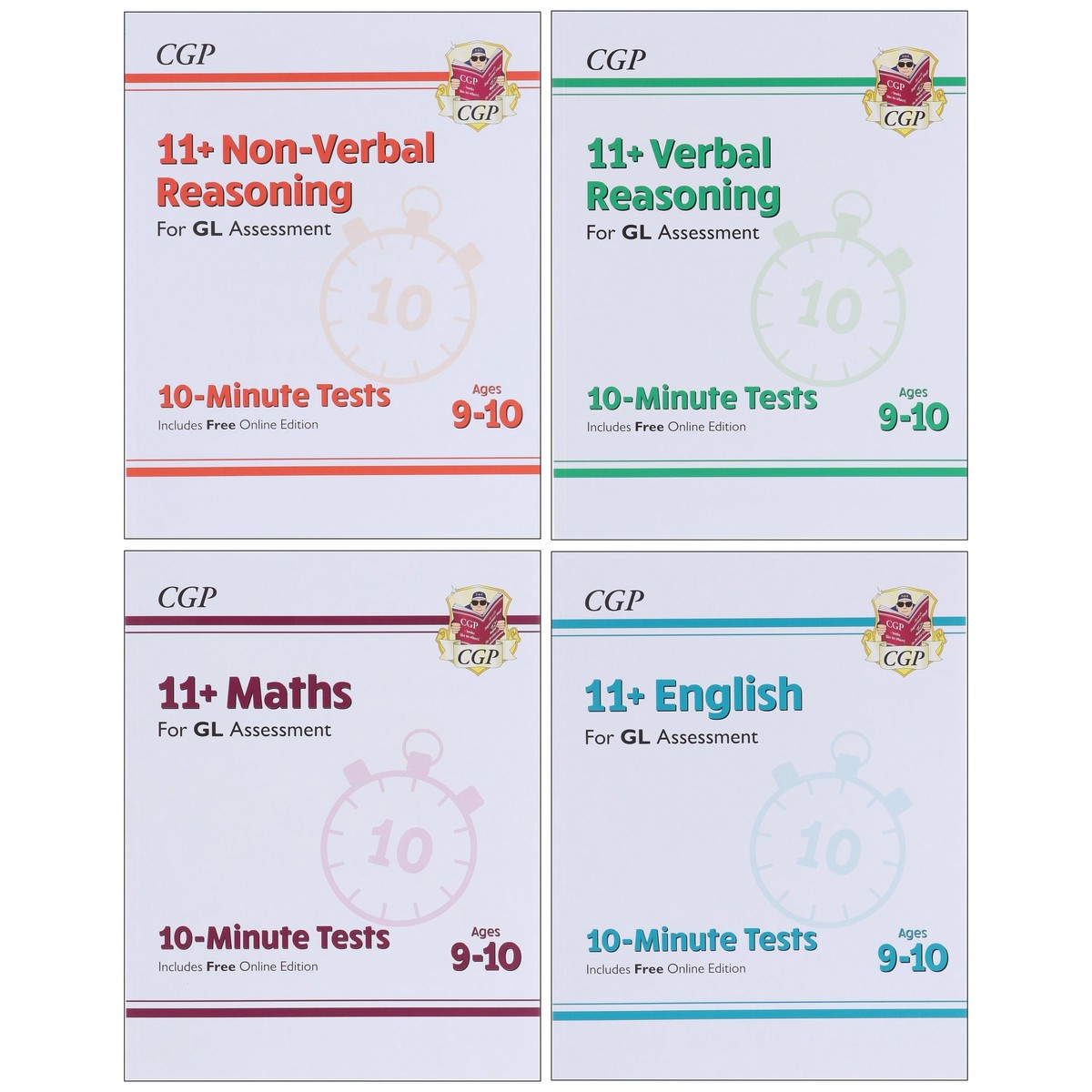 CGP 11+ 10-Minute Tests For GL Assessment 4 Books Collection Set (Includes Free Online Edition)- Ages 9-10 - Paperback