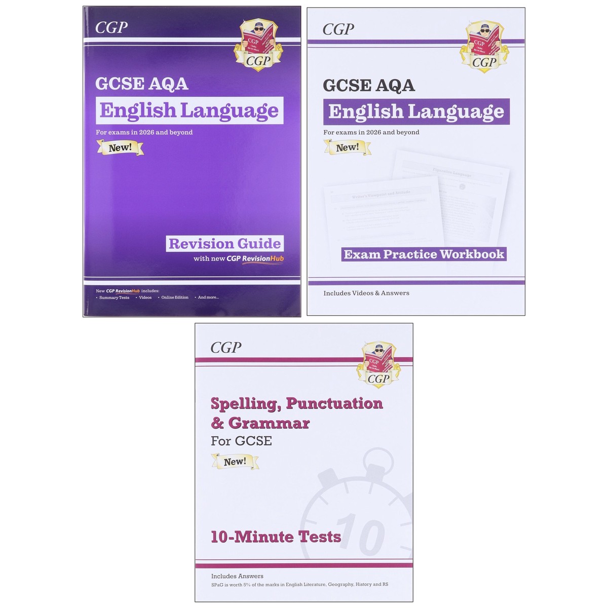 CGP GCSE AQA English Language Bundle: For Exams in 2026 and Beyond (Includes Videos & Answers) 3 Books Set - Paperback