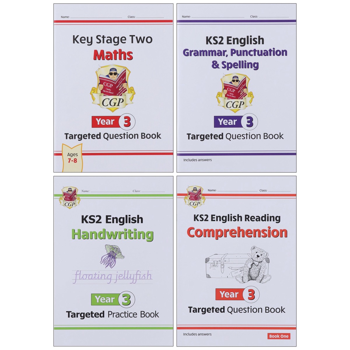 CGP KS2 (Year 3) Targeted Question and Practice Bundle 4 Books Collection Set - Ages 7-8 - Paperback