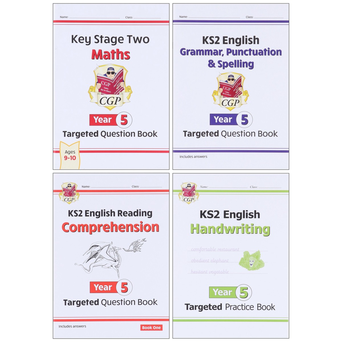CGP KS2 (Year 5) Targeted Question and Practice Bundle 4 Books Collection Set - Ages 9-10 - Paperback