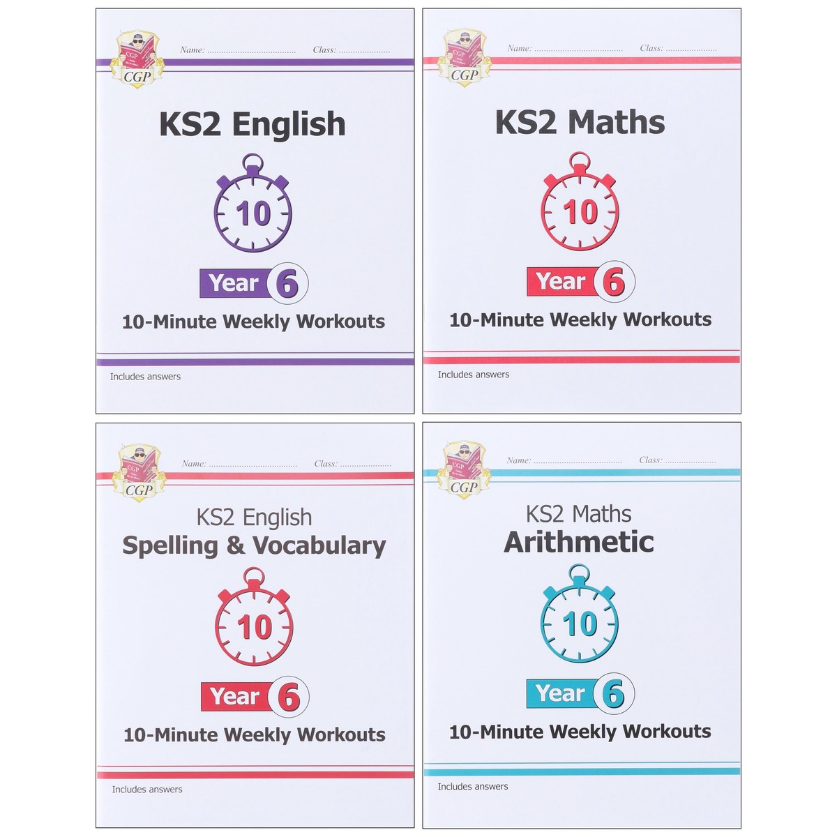 CGP KS2 (Year 6) 10-Minute Weekly Workouts Collection 4 Books Set - Paperback
