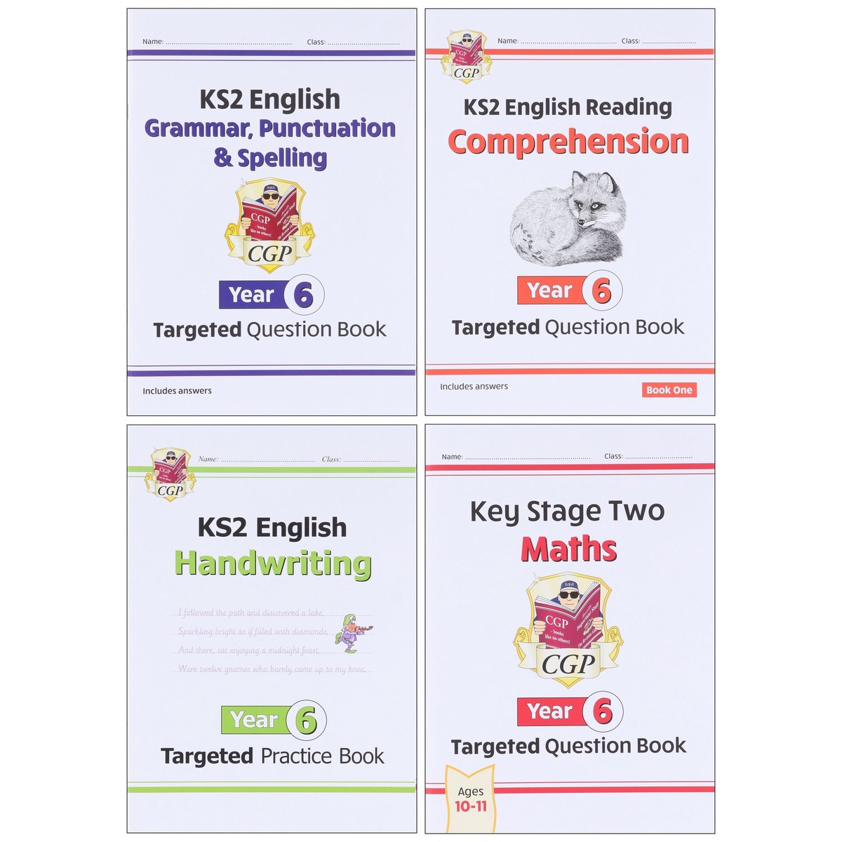 CGP KS2 (Year 6) Targeted Question and Practice Bundle 4 Books Collection Set - Ages 10-11 - Paperback