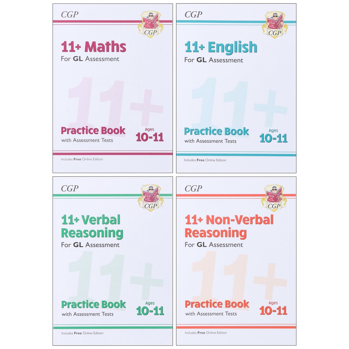 CGP 11+ Practice Book & Assessment Tests Bundle (for GL Assessment) 4 Books Set - Ages 10-11 - Paperback (Includes Free Online Edition)