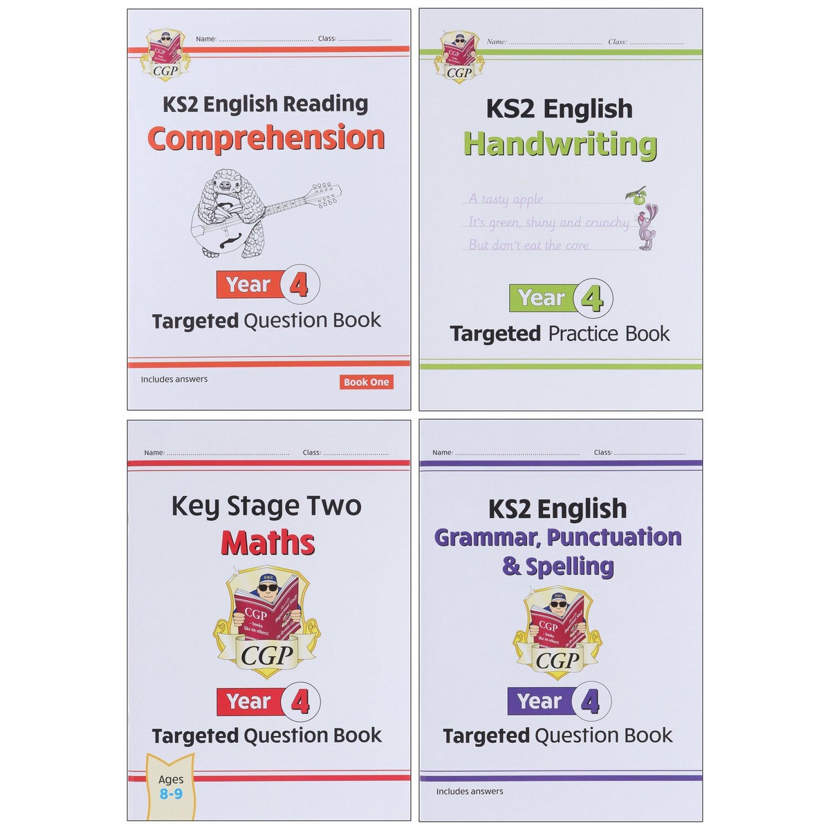 CGP KS2 (Year 4) Targeted Question and Practice Bundle 4 Books Collection Set - Ages 8-9 - Paperback