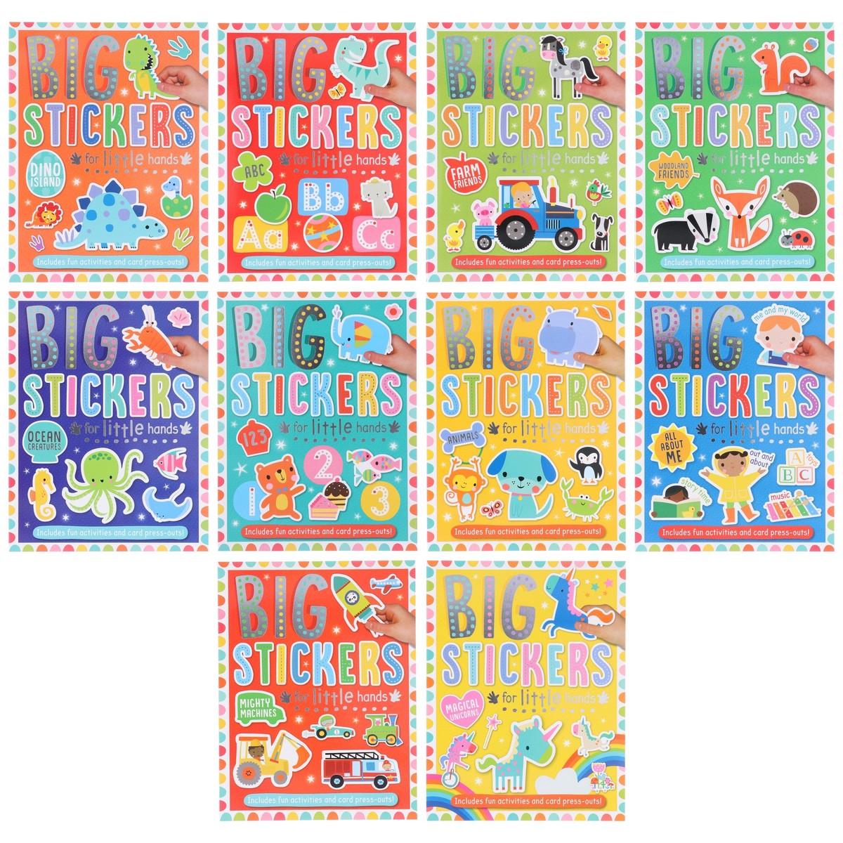 Big Stickers for Little Hands Assortment 10 Books Collection Set - Ages 3+ - Paperback