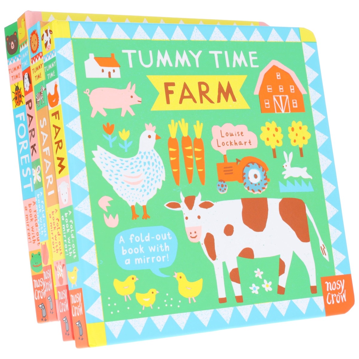 Tummy Time Series by Louise Lockhart 4 Books Collection Set - Ages 0-5 - Board Book (A Fold-out Book with a mirror!)